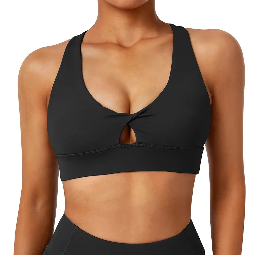 Women's Sports Yoga Bra Crop Top - Breathable Push-Up Shockproof Workout Top