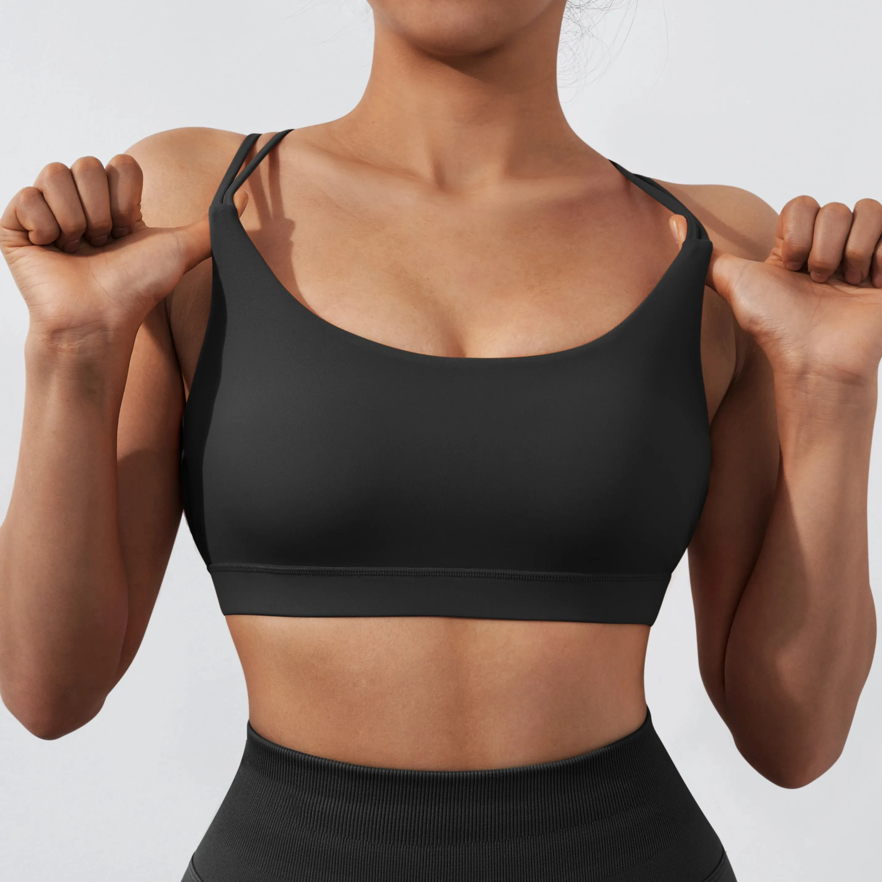 Women's Sports Yoga Bra Crop Top - Breathable Push-Up Shockproof Workout Top