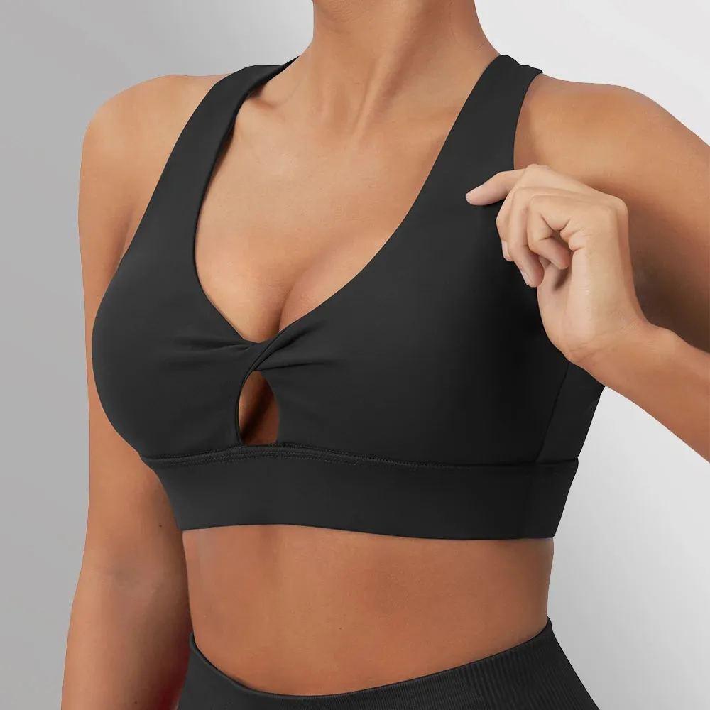 Women's Sports Yoga Bra Crop Top - Breathable Push-Up Shockproof Workout Top