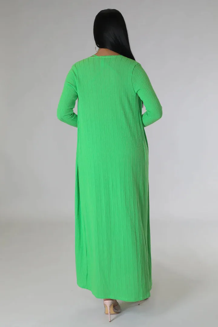 Women's Stretch X Back Long Cardigan Maxi Dress Set
