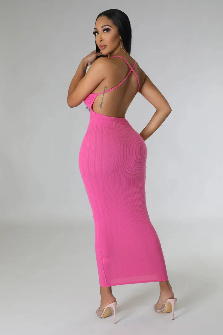 Women's Stretch X Back Long Cardigan Maxi Dress Set