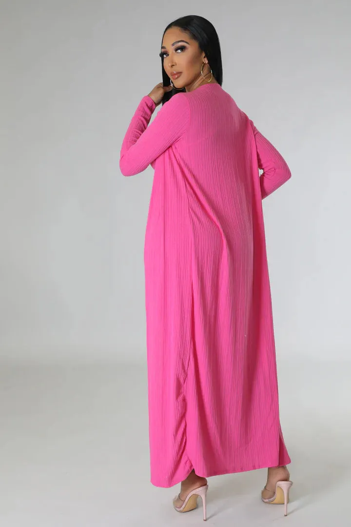 Women's Stretch X Back Long Cardigan Maxi Dress Set