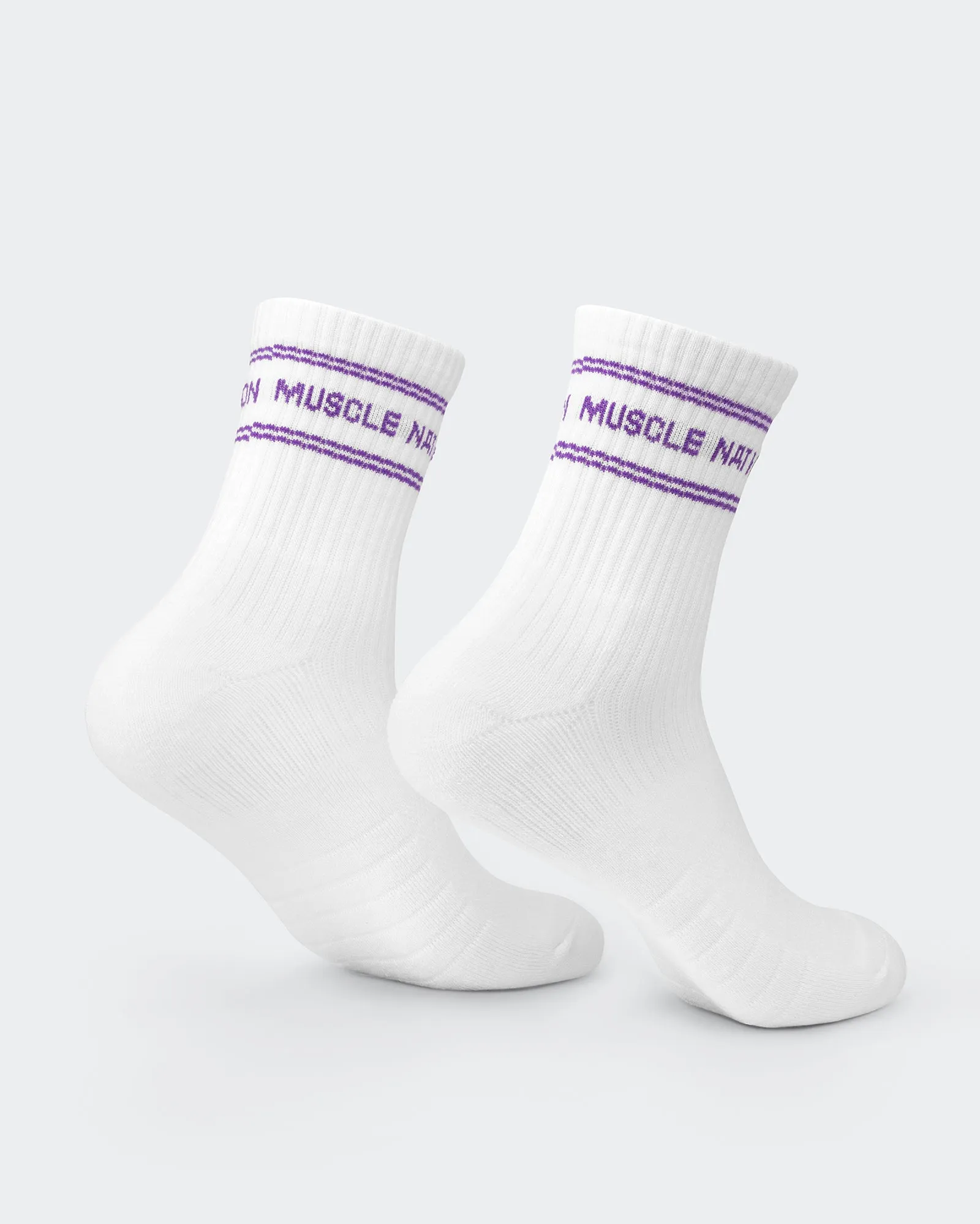 Womens Stripe Crew Sock (2x Pack) - Hollywood Pink/ Viola