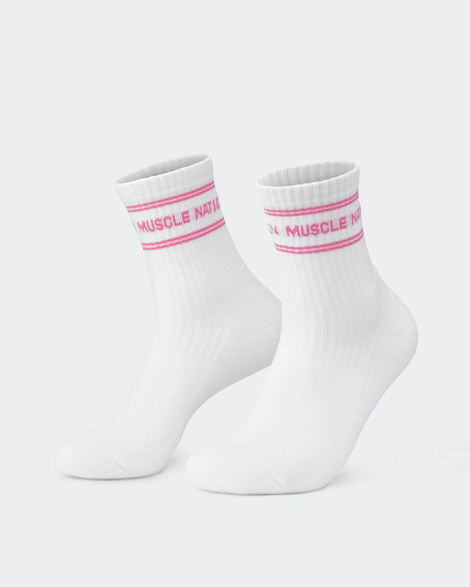 Womens Stripe Crew Sock (2x Pack) - Hollywood Pink/ Viola