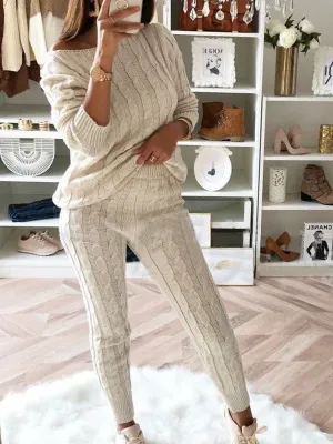 Women's Stylish Two-Piece Fashion Warm Sweater Sets