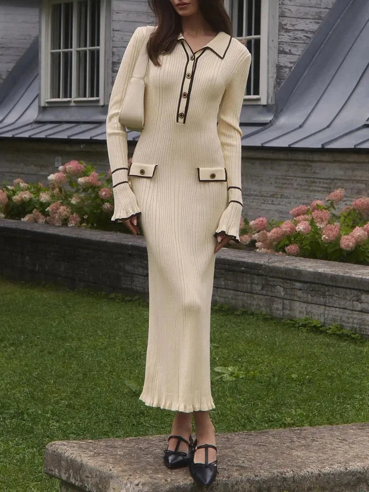 Women's Stylish Warm Knitted Dress | Midi
