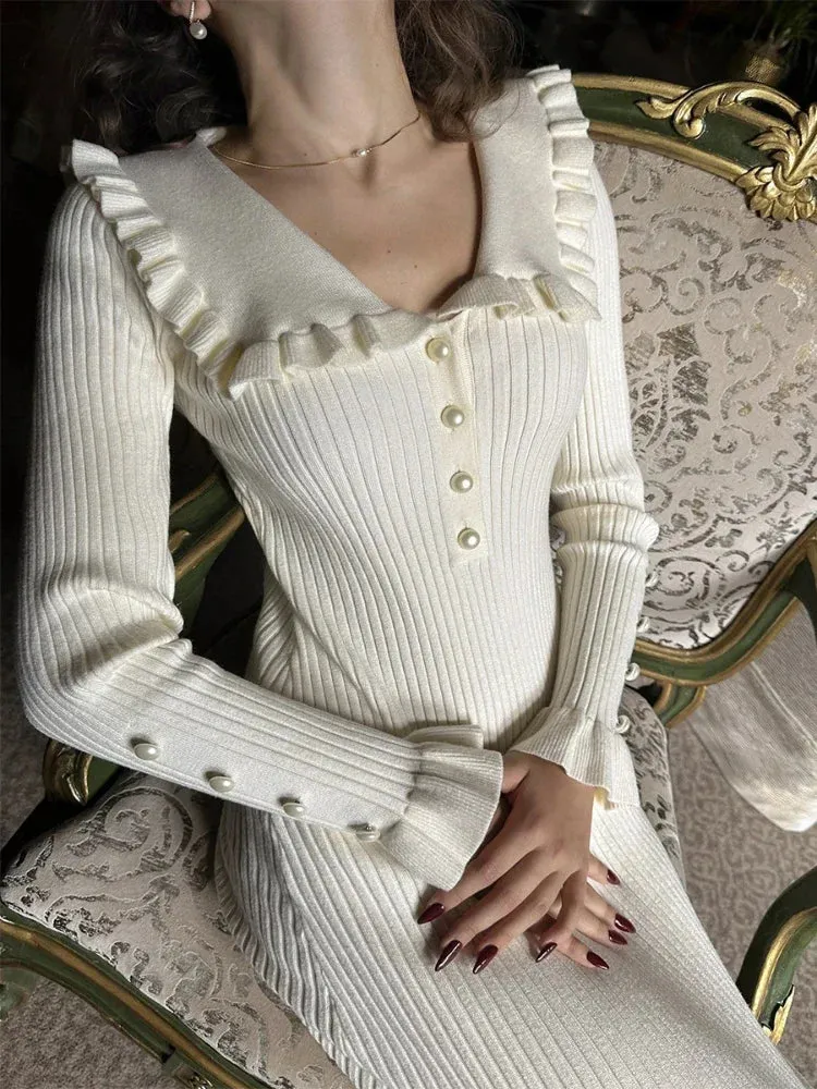 Women's Stylish Warm Knitted Dress | Midi