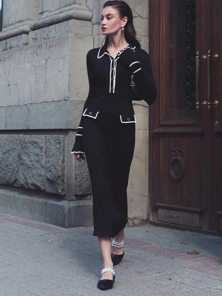 Women's Stylish Warm Knitted Dress | Midi