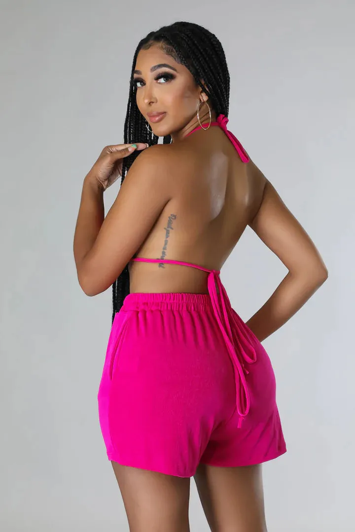 Women's Triangle Top High Waisted Summer Three Piece Short Set