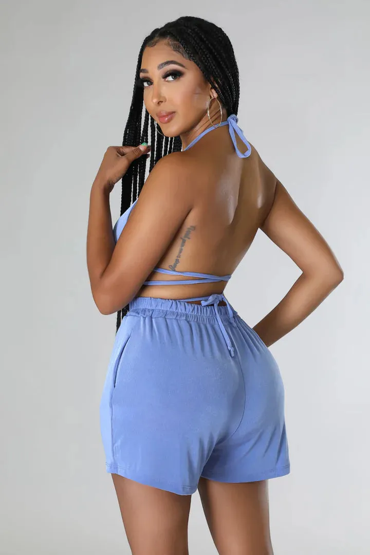 Women's Triangle Top High Waisted Summer Three Piece Short Set