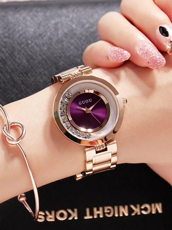 Women's Watch pink ultra-thin dial stainless steel strap simple watch