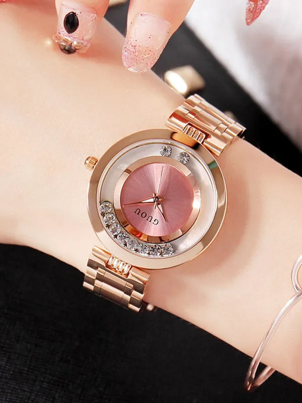 Women's Watch pink ultra-thin dial stainless steel strap simple watch