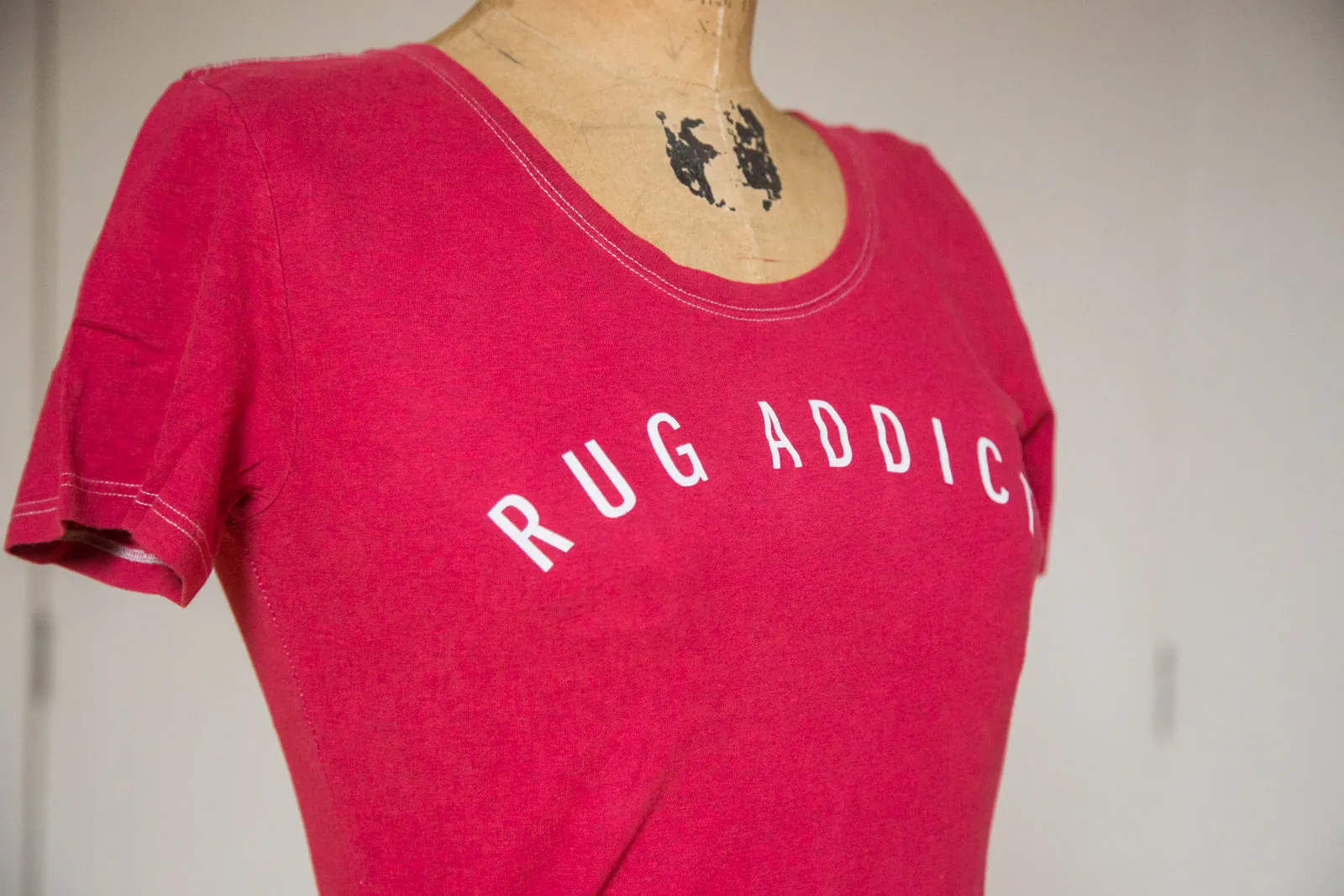 Women's Watermelon Block Letter Fine Scoop Neck T-Shirt (Contrast Stitch)