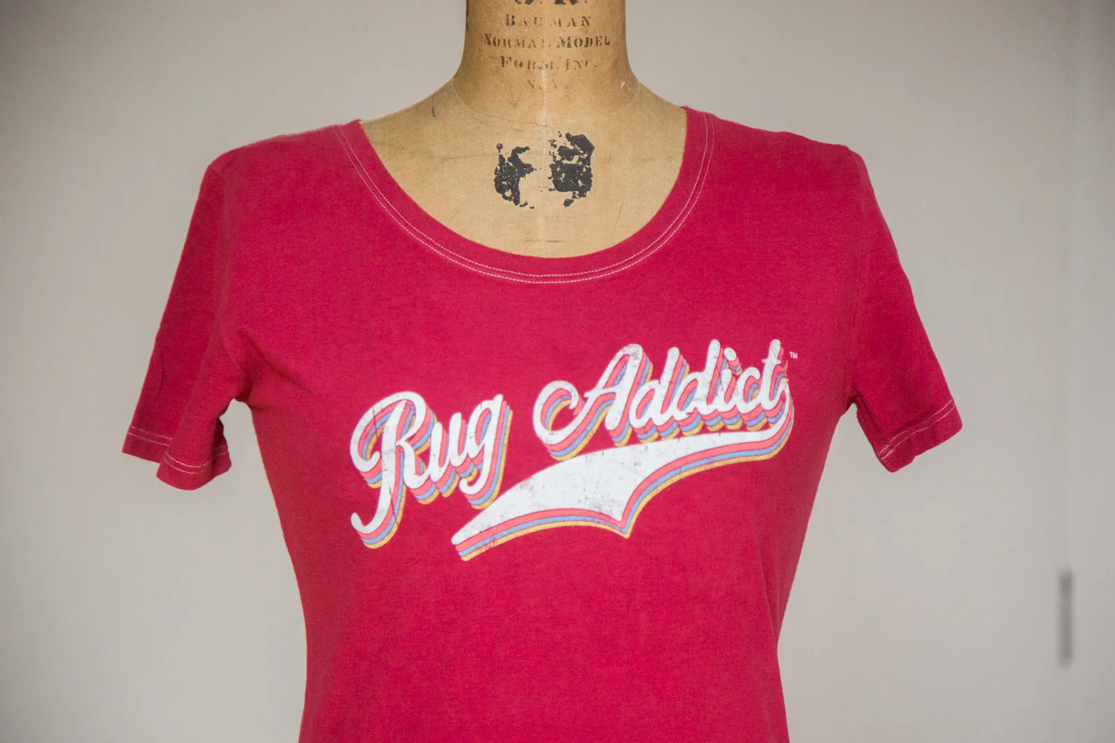 Women's Watermelon Retro Letter Fine Scoop Neck T-Shirt (Contrast Stitch)