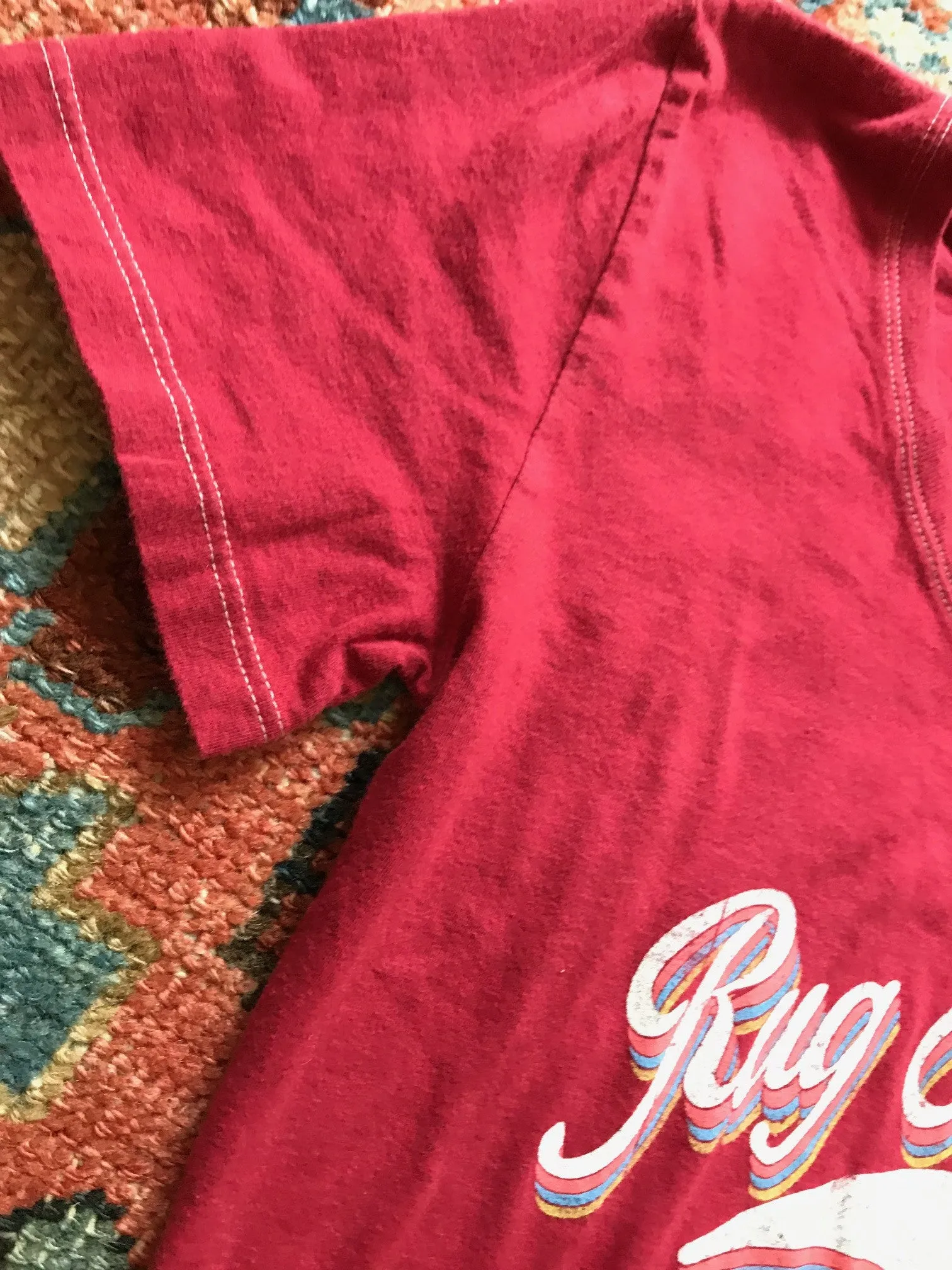 Women's Watermelon Retro Letter Fine Scoop Neck T-Shirt (Contrast Stitch)