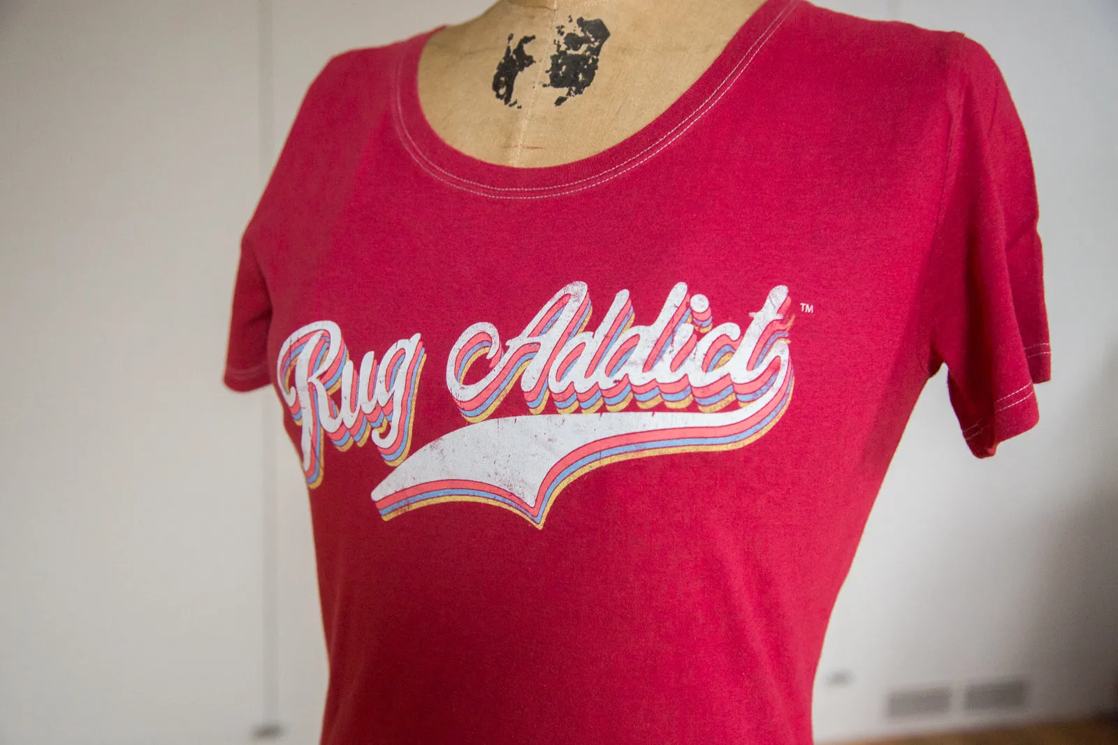 Women's Watermelon Retro Letter Fine Scoop Neck T-Shirt (Contrast Stitch)