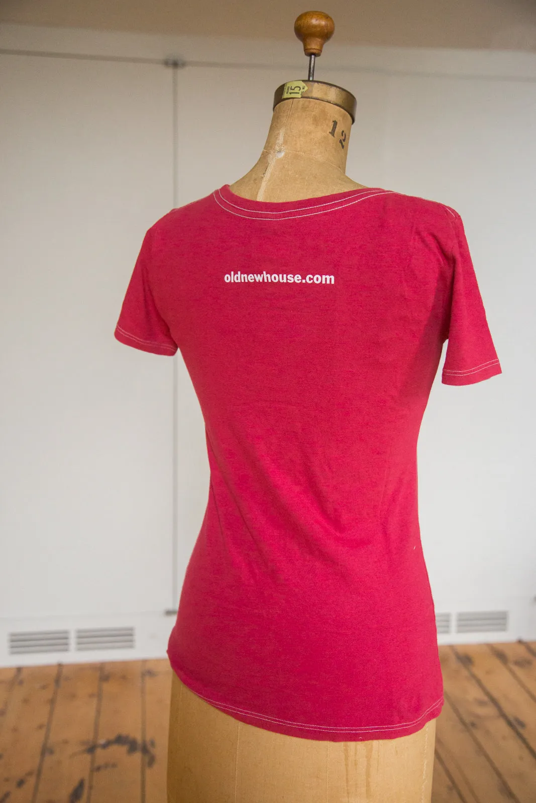 Women's Watermelon Retro Letter Fine Scoop Neck T-Shirt (Contrast Stitch)