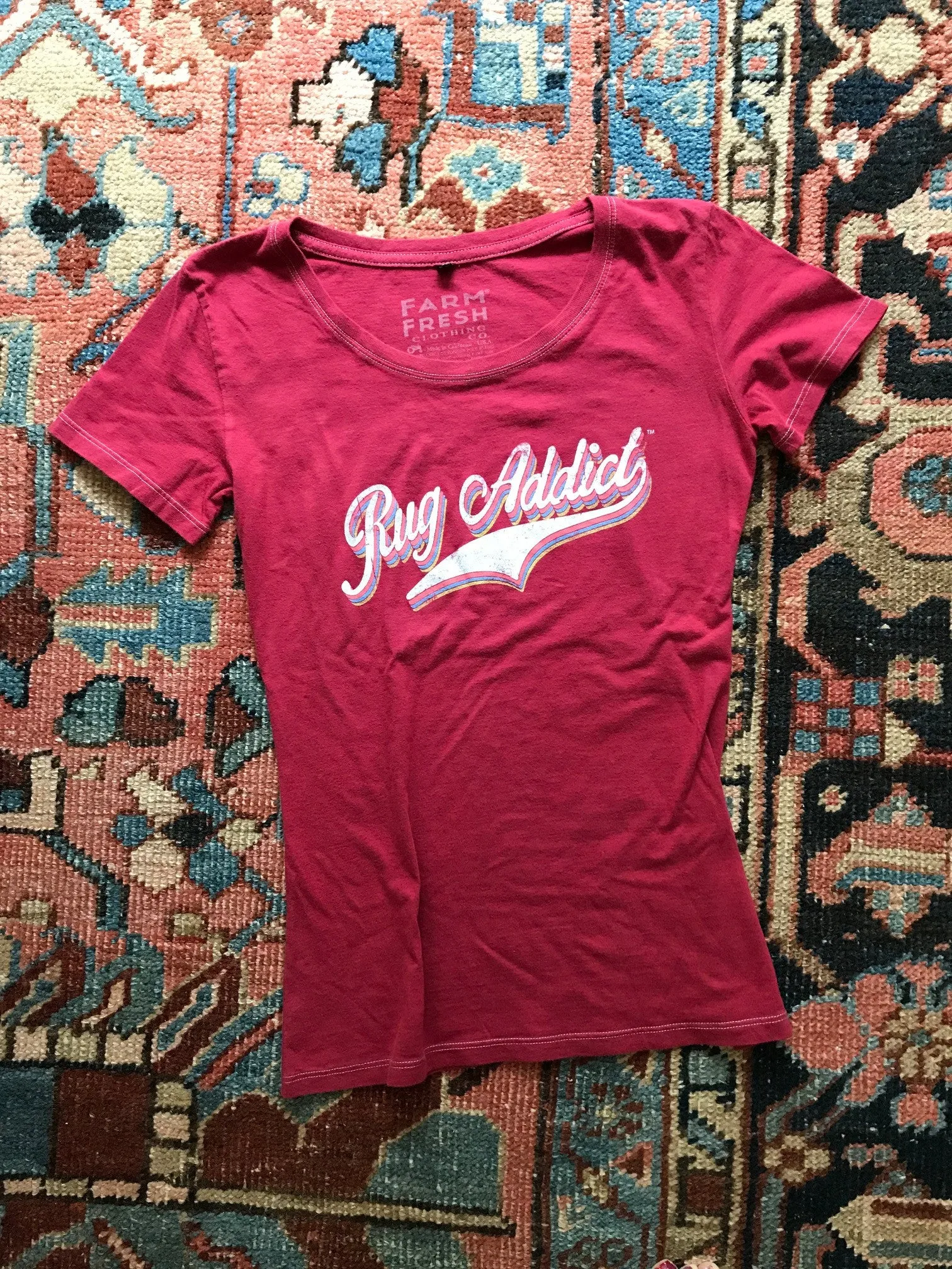 Women's Watermelon Retro Letter Fine Scoop Neck T-Shirt (Contrast Stitch)