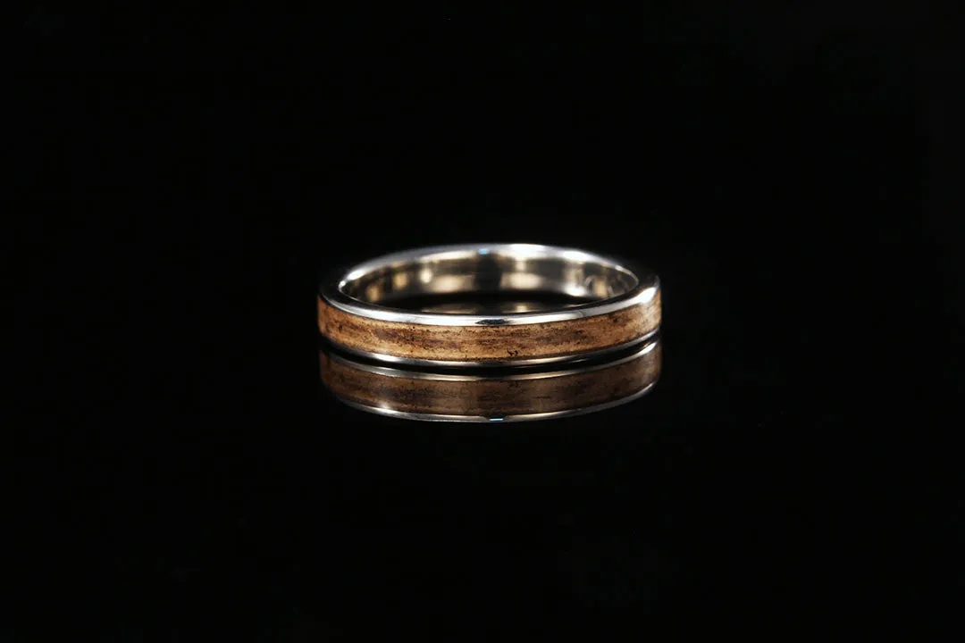 WOMEN'S WHISKEY BARREL WOOD WHITE GOLD BAND