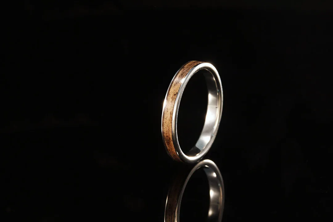 WOMEN'S WHISKEY BARREL WOOD WHITE GOLD BAND