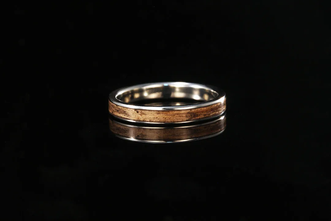 WOMEN'S WHISKEY BARREL WOOD WHITE GOLD BAND