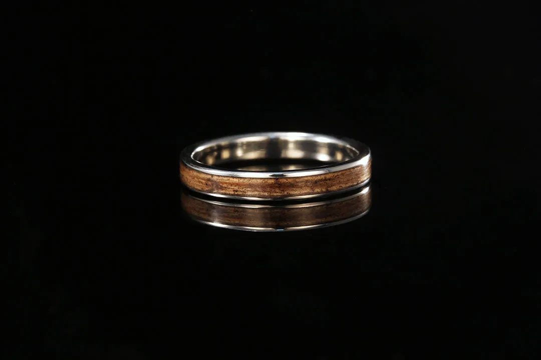 WOMEN'S WHISKEY BARREL WOOD WHITE GOLD BAND