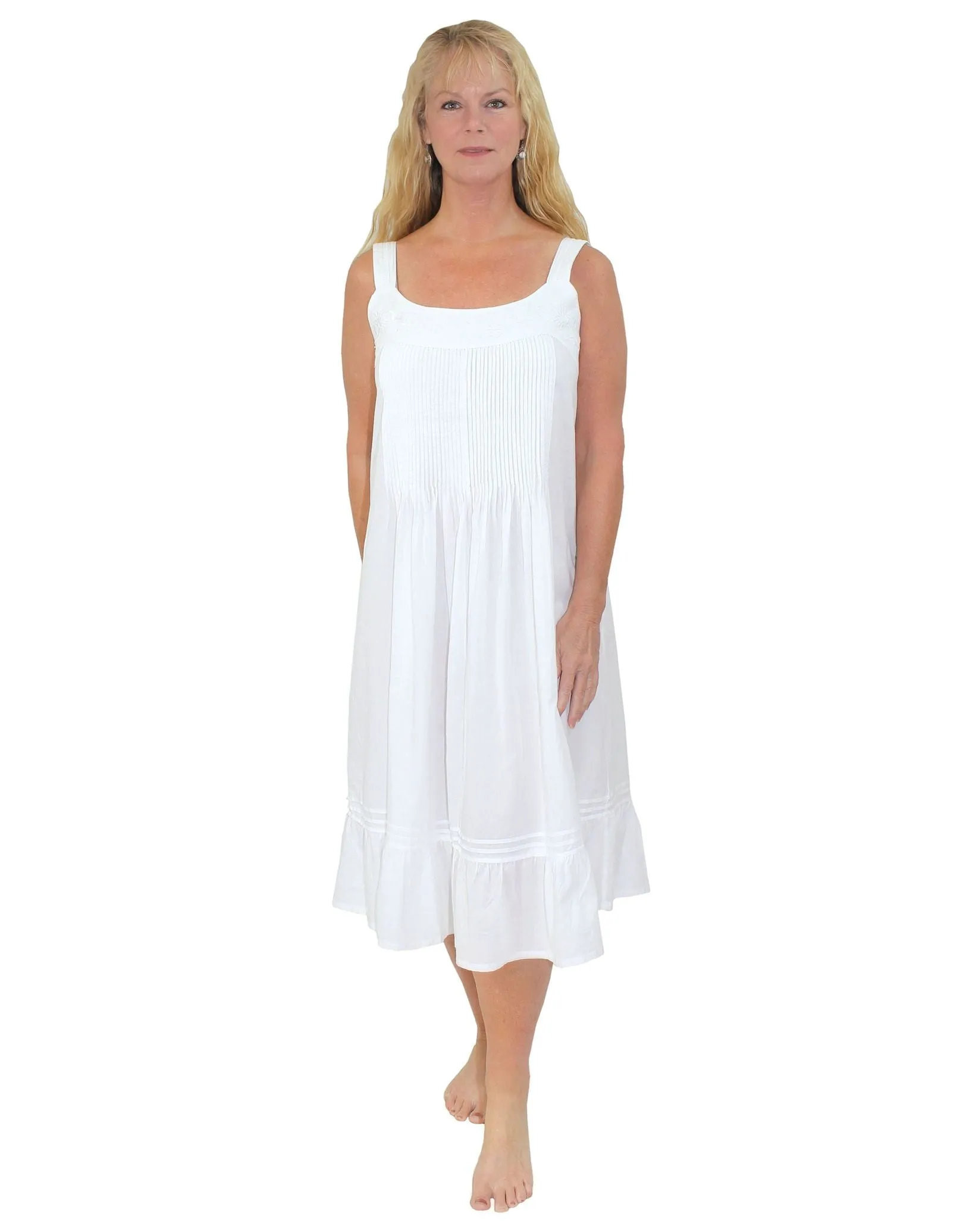 Women's White Cotton Nightgown and Robe Set