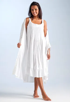 Women's White Cotton Nightgown and Robe Set