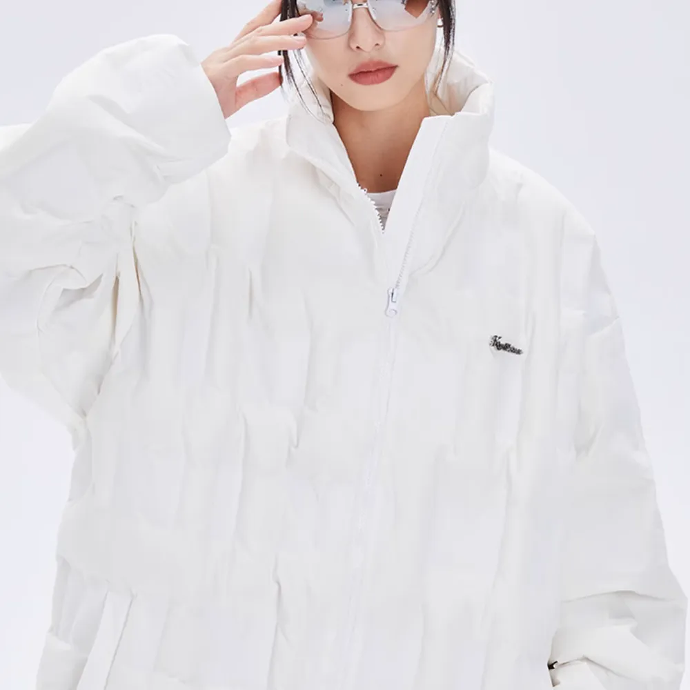 Women's White Zipper Down Jacket