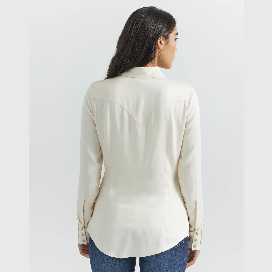 Wrangler® Women's Fancy Embroidery Rodeo Shirt - Cream