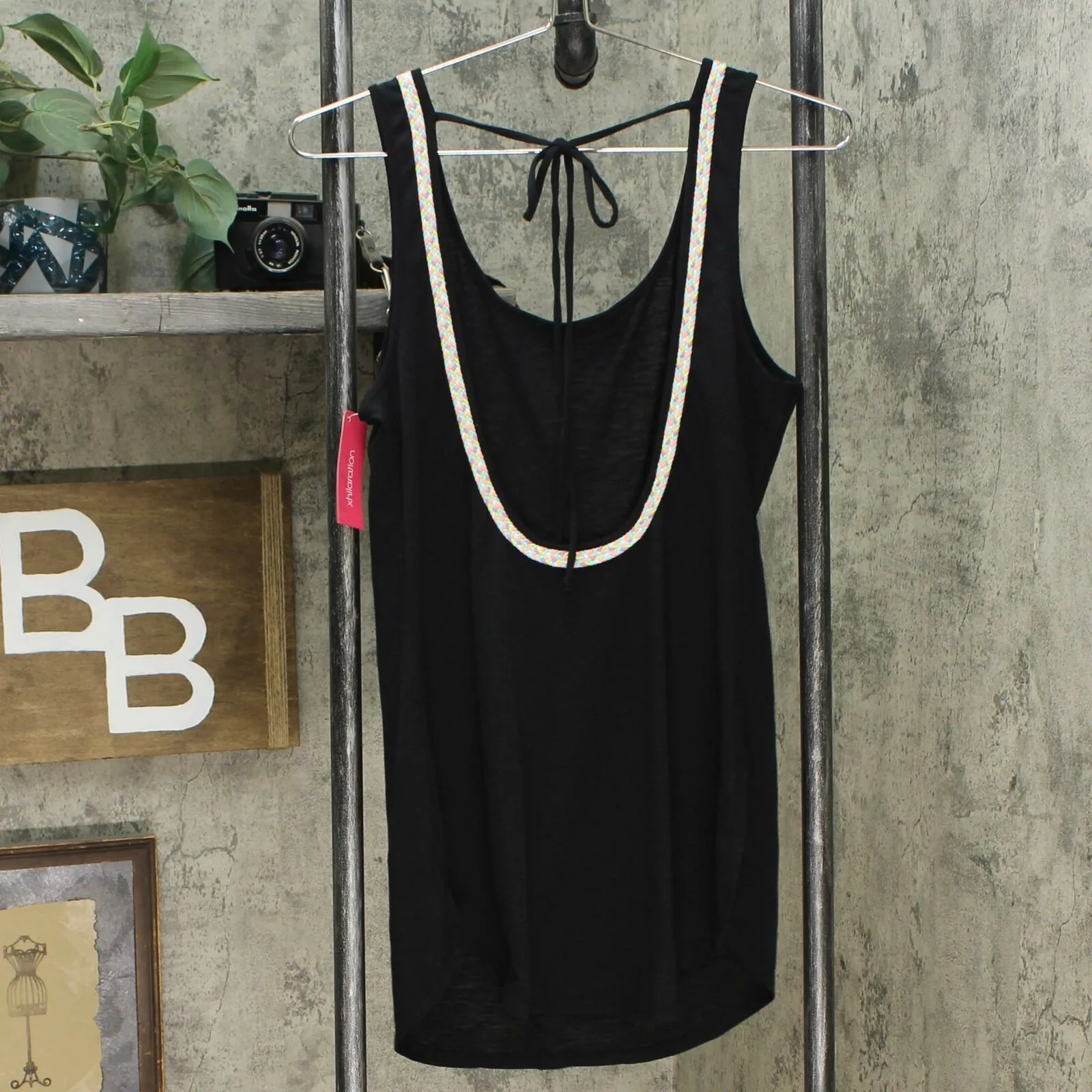 Xhilaration Women's Braided Trim Back Tank Cover Up Dress