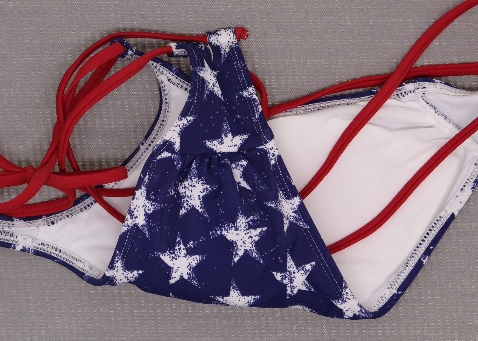 Xhilaration Women's US Flag High Neck Bikini Swim Top