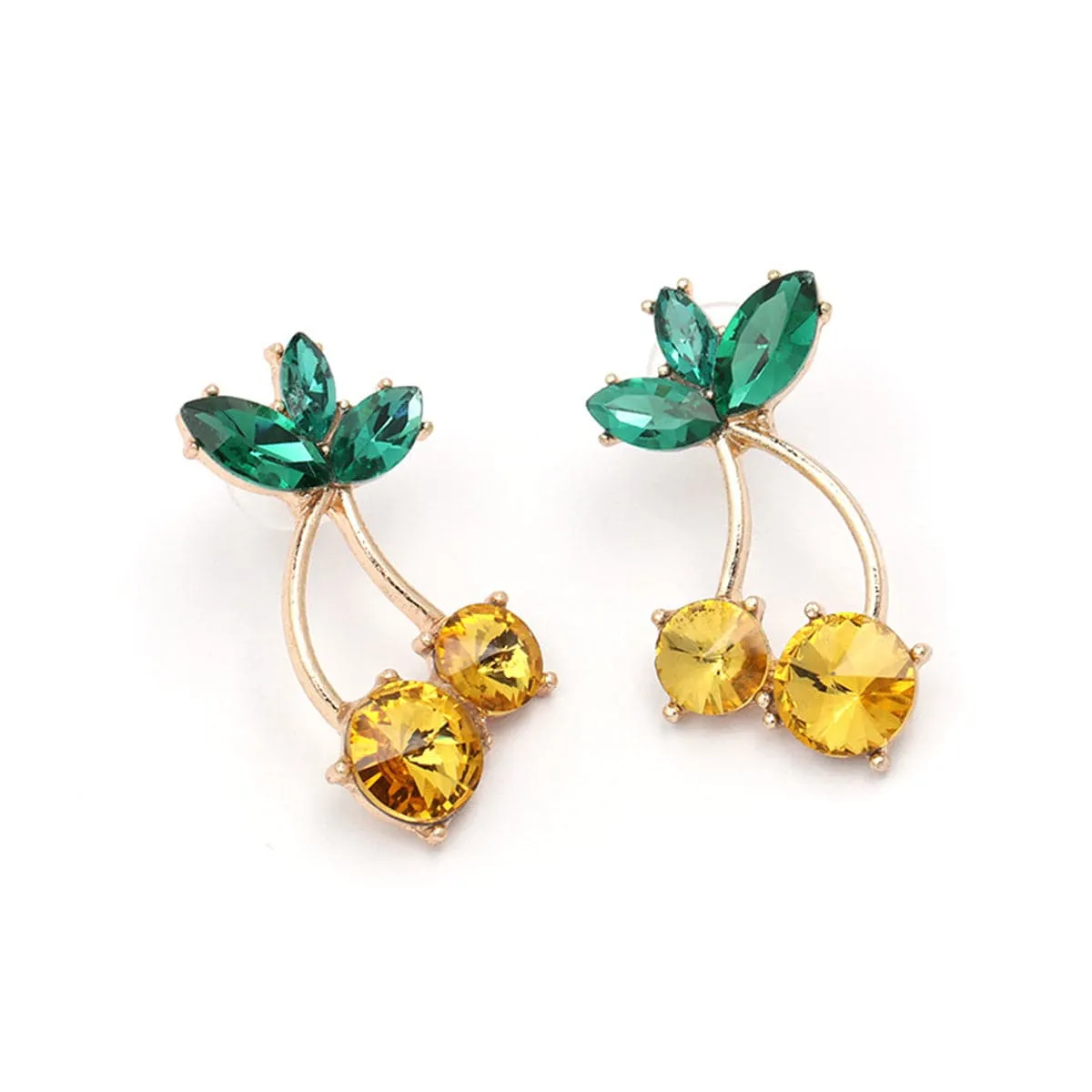 Yellow & Green Cherry Drop Earrings