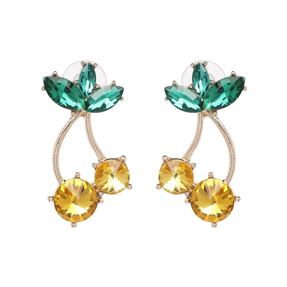 Yellow & Green Cherry Drop Earrings