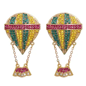 Yellow Cubic Zirconia & 18K Gold-Plated Hot Air Balloon Drop Earrings