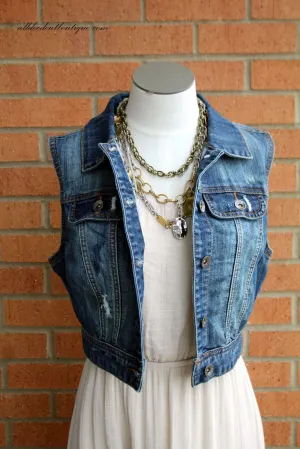 YMI | Denim Cropped Vest