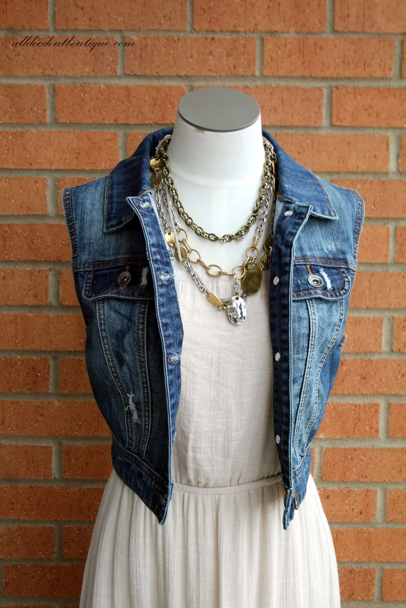 YMI | Denim Cropped Vest