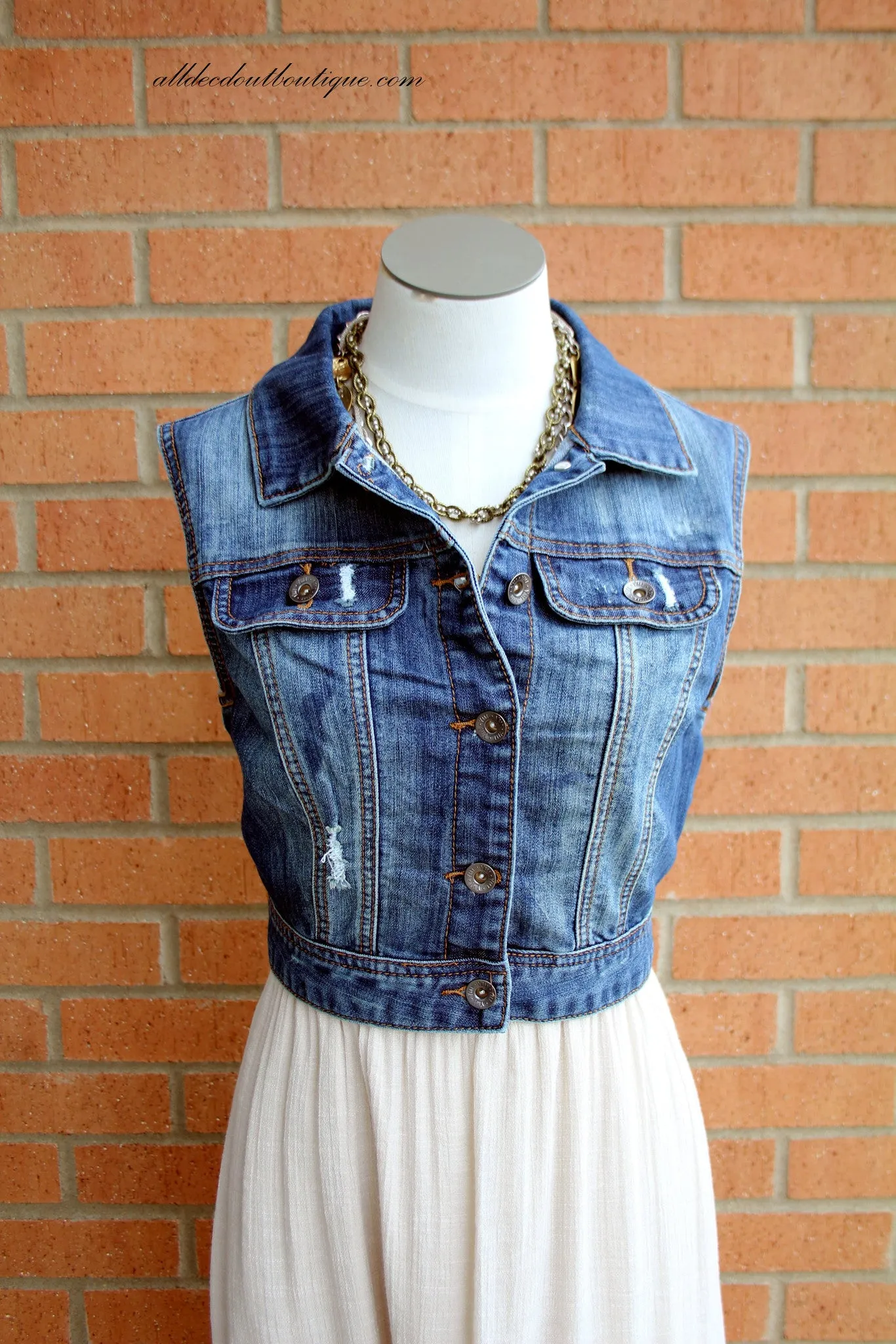 YMI | Denim Cropped Vest